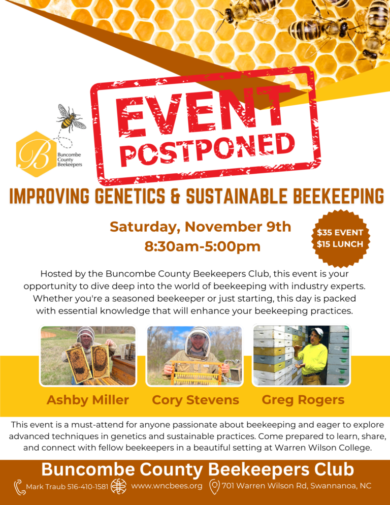 POSTPONED! Improving Genetics & Sustainable Beekeeping with Cory ...